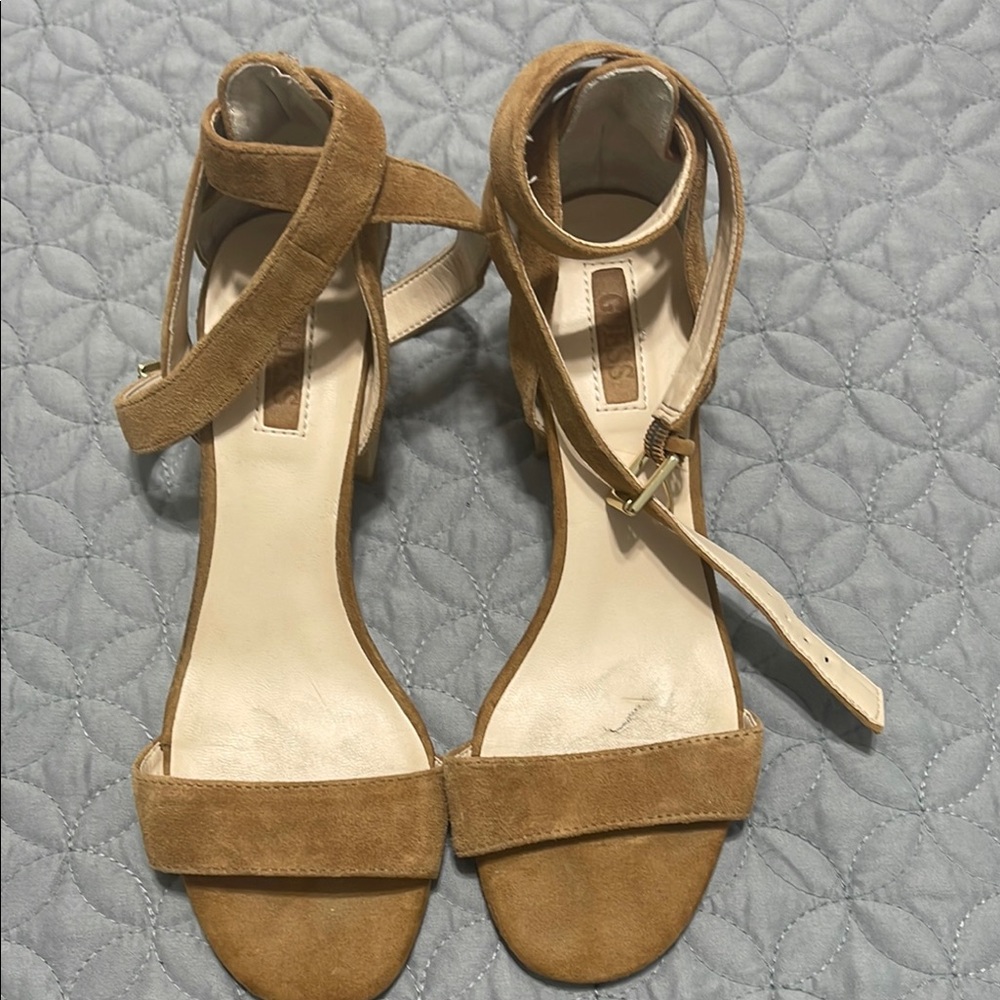 Guess by Marciano Tan Heels Ankle-Strap Sandals